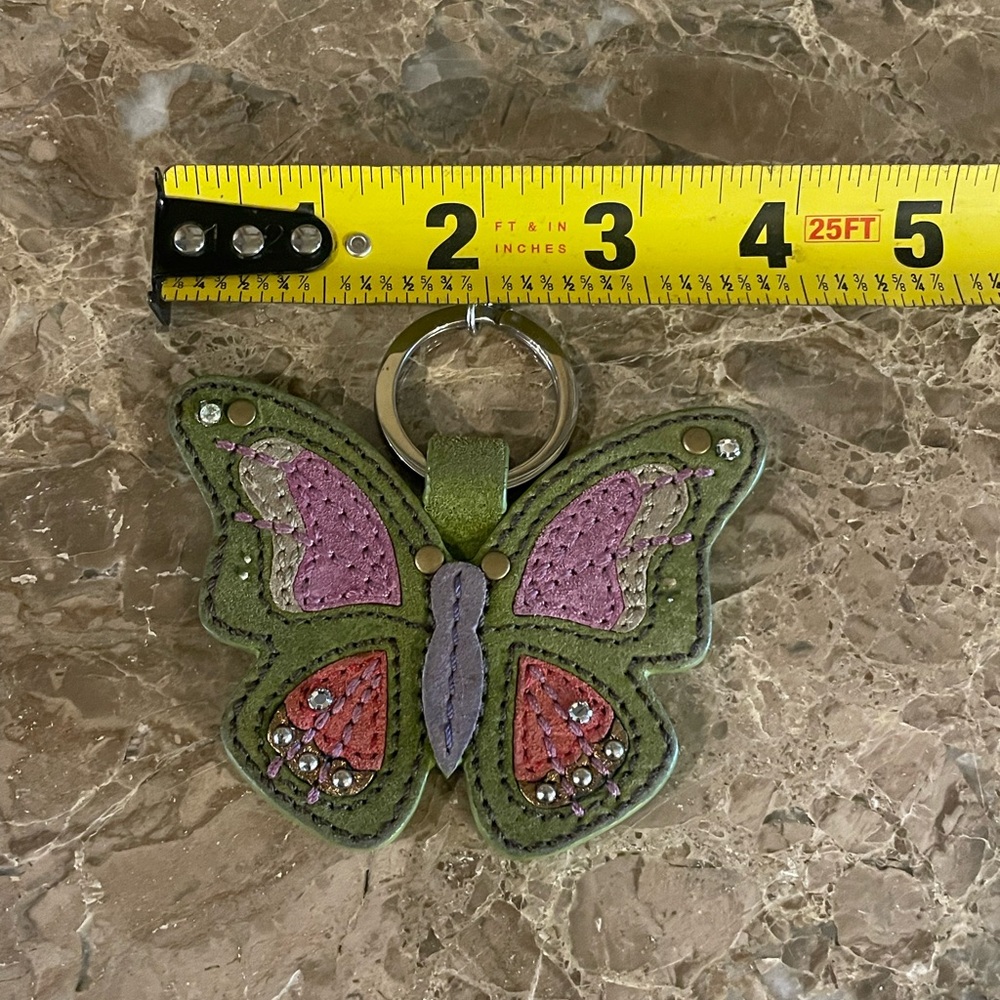COACH HTF Large Green Leather Butterfly Keychain Bag Charm WITH Dustbag - Picture 7 of 17